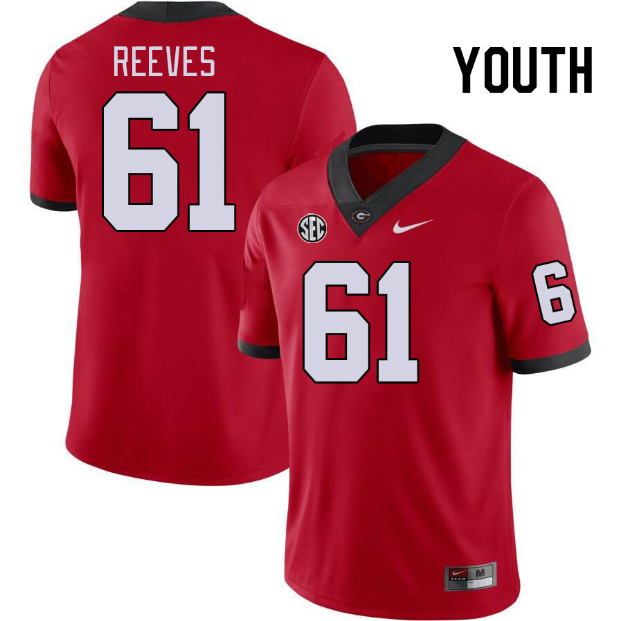 Youth #61 Nick Reeves Georgia Bulldogs College Football Jerseys Stitched-Red